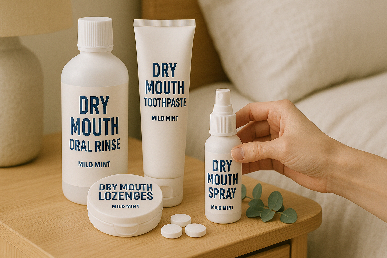 Mintora dry mouth relief spray and hydration tools