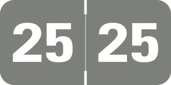 2025 Year Labels, Doctor Stuff 2025 Chart Stickers, Gray Color Coded, Tabbies 70200 Style, USA Made Year Stickers for End Tab File Folders, 500/Roll, 1 Roll, 3/4" x 1-1/2"