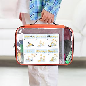 4-piece Toy Storage Organizer Bag, Travel Organizer Case for Building Blocks, Dolls, Crafts, Magnetic Building Tiles, Blocks Toy Storage Bag with Visible Top