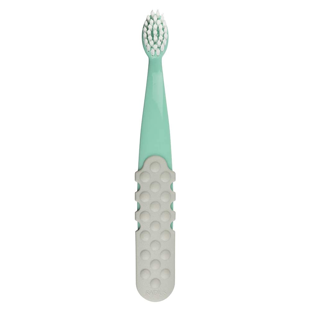 RADIUS Totz Plus Brush Kids Toothbrush Silky Soft BPA Free ADA Accepted Designed for Delicate Teeth & Gums for Children 3 Years & Up - MintCoolGrey - Pack of 1