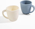 2 Pack Silicone Training Cups for Baby and Kids, Toddler Learning Cups with Handles, BPA Free, Microwave and Dishwasher (White & Grey Blue)