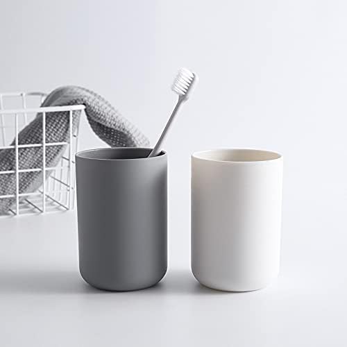 Toothbrush Holder Japanese Style Bathroom Accessories Toothpaste Holder Makeup Brush Cup, Razor Holder for Bathroom Vanity countertop 2pcs (White, Gray)