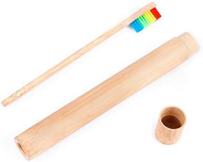 vipolish 2 Pcs Eco-friendly Healthy Natural Bamboo Toothbrush Storage Empty Portable Reusable Toothbrush Container Holder Personal Cleaning Tools Case Tube for Travel Trip