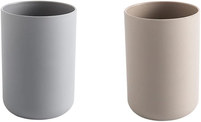 Toothbrush Holder Japanese Style Bathroom Accessories Toothpaste Holder Makeup Brush Cup, Razor Holder for Bathroom Vanity countertop 2pcs (Gray, Brown)