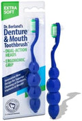 Dr. B Dental Solutions Ergonomic Denture Toothbrush Extra Soft Bristles, Removes Stains & Odor Precision Design for Implants & Overdentures Single Blue Pack