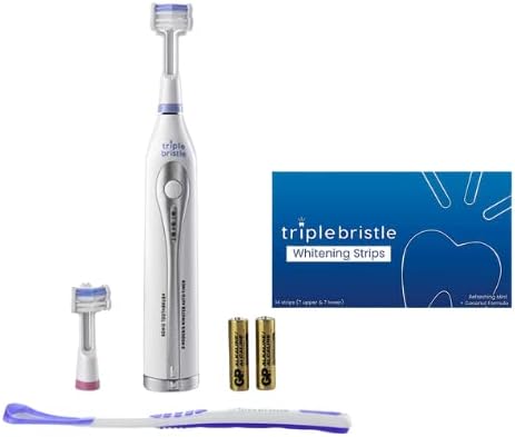 Triple Bristle GO | Portable AA Battery Sonic Toothbrush for Travel | Three Brush Modes | Great for Autistic & Special Needs Adults and Kids Teeth Whitening Stri