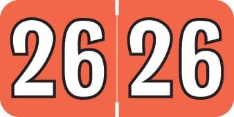 2026 Year Stickers, Doctor Stuff 2026 Chart Stickers, Coral/Black Color Coded, Colwell Jewel Tone Style, USA Made Year Labels for End Tab File Folders, 500/Roll, 1 Roll, 3/4" x 1-1/2"