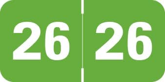 2026 Year Labels, Doctor Stuff 2026 Chart Stickers, Light Green Color Coded, Tabbies 70200 Style, USA Made Year Stickers for End Tab File Folders, 500/Roll, 1 Roll, 3/4" x 1-1/2"