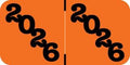 2026 Year Labels, Doctor Stuff 2026 Chart Stickers, Orange/Black Color Coded, Jeter Style, USA Made Year Labels for End Tab File Folders, 500/Roll, 1 Roll, 3/4" x 1-1/2"