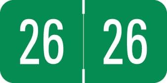 2026 Year Stickers, Doctor Stuff 2026 Chart Stickers, Green Color Coded, GBS/VRE Style, USA Made Year Labels for End Tab File Folders, 500 Labels/Roll in a Dispenser Box, 3/4" x 1-1/2"