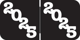 2025 Year Labels, Doctor Stuff 2025 Chart Stickers, Black/White Color Coded, Jeter Style, USA Made Year Labels for End Tab File Folders, 500/Roll, 1 Roll, 3/4" x 1-1/2"