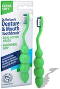 Dr. B Dental Solutions Ergonomic Denture Toothbrush Extra Soft Bristles, Removes Stains & Odor Precision Design for Implants & Overdentures Single Green Pack