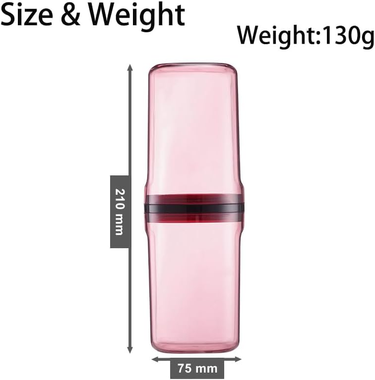 Travel Toileting Cup,Portable Mouthwash Cup,Transparent Toothbrush Cup Holder with Cover,Toiletries Toothpaste Toothbrush Storage Box Carrier Container for Travel Camping Home School Business Trip,Red