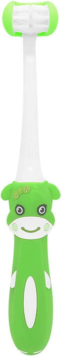 2 Pieces 3 Sided Toddler Toothbrush, Three Bristles for Kids Toothbrush, Autism Soft Bristles,Soft and Gentle for Complete Tooth and Gum Care (C4（Red+Green） Kids)