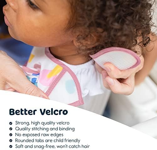 Tiny Twinkle Mess-Proof Baby Bibs for Eating | Waterproof, Wipeable Toddler Bibs with Catch-All Pocket | Feeding Bibs for Girls & Boys(3 Pack,Cotton Candy)