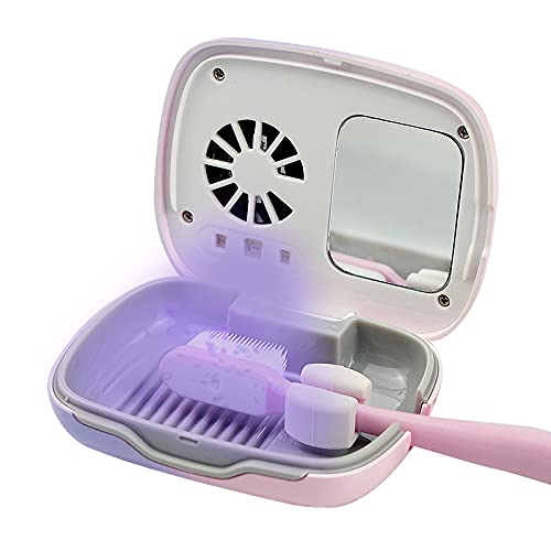 Rechargeable Mini Toothbrush Cover with Fan and USB cord for Travel or Home, Long Battery Life and Improved Case Ventilation FOR Better Disinfection (White)