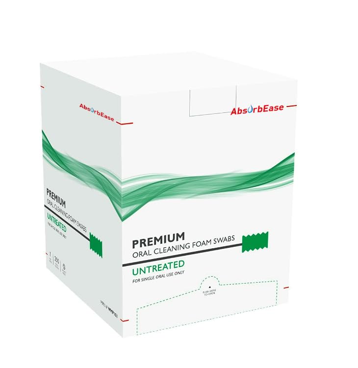 Premium Treated Oral Swabs - Disposable Soft Sponge Mouth Swabs - Disposable Oral Care Swabsticks - Individually Wrapped - 250 Count Box
