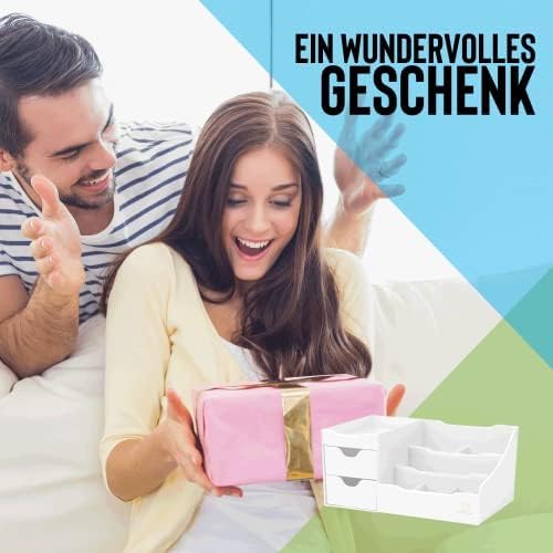 Uncluttered Designs Large Makeup Organizer for Vanity - Countertop Desk With Drawers for Cosmetic, Beauty, Hair, Nail, Perfume & Skincare - Perfect for Bathroom & Bedroom Storage (White)