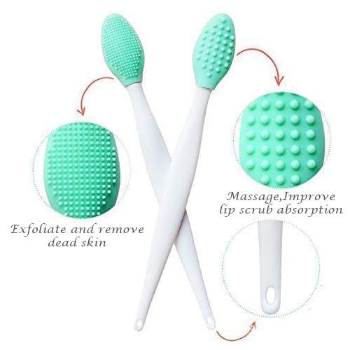 Lip Scrub Brush,Lip Scrubber Exfoliator,Double-Sided Silicone Lip Exfoliating Tool,Gentle Lip Exfoliator Scrubber Brush for Smooth,Soft,Bright,and Healthy Lips(2 PCS)