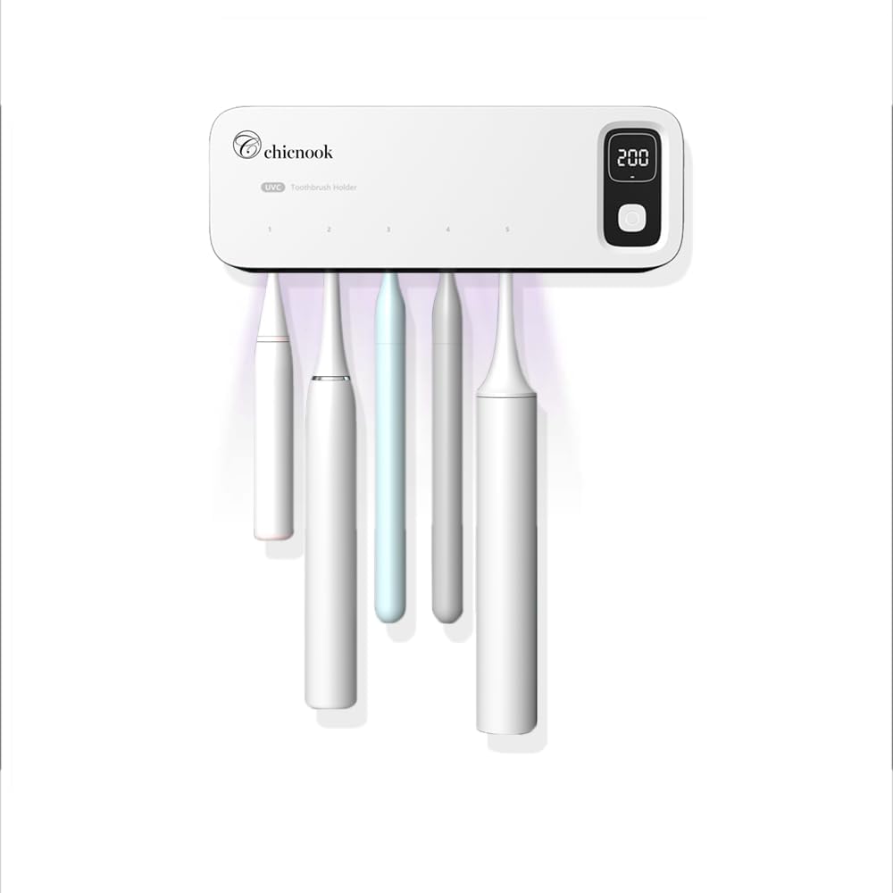 UV Toothbrush Holder, Sanitizer Cleaner Dryer, Wall Mounted with Rechargeable Battery