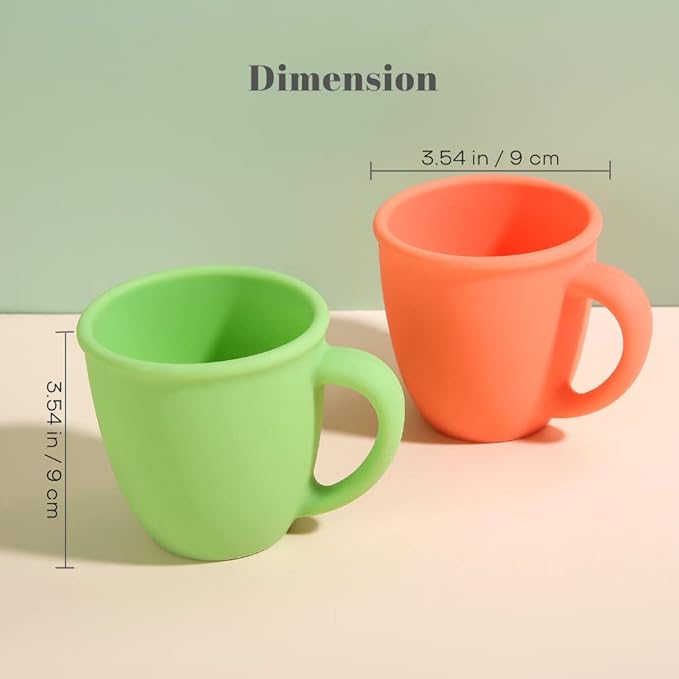 2 Pack 11 Ounce Silicone Training Cups for Baby and Kid, Toddler Learning Cup with Handles, BPA Free, Microwave & Dishwasher (Strawberry Red & Fruit Green)