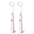 2 Pcs Dental Mirror with Light Tool LED Lighted Teeth Inspection Mirror Anti Fog Curve Angle Dentist Oral Care Tool (Red)