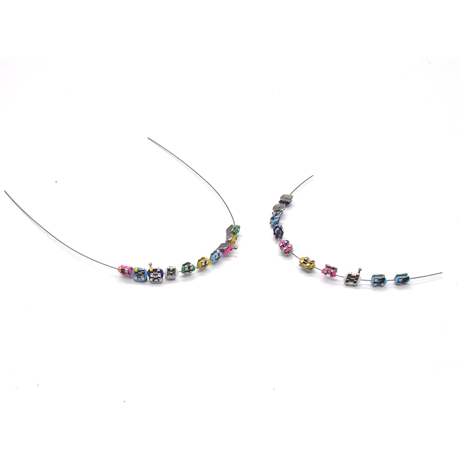 1 Pack Temporary Tooth Decoration with Metal Wires,Metal Bracket and Orthodontic Ligature Ties,Practice Props for Dental Students,Orthodontist Explain Props （ Multiple Colors）