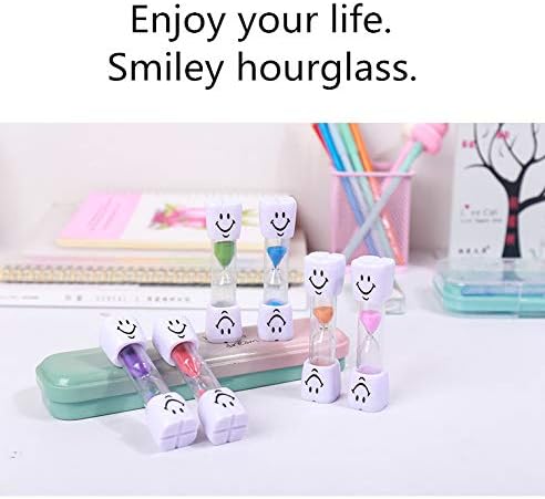 3 Minute Sand Timer Set for Brushing Teeth Pack of 6 Colorful Smiley Hourglass Timers