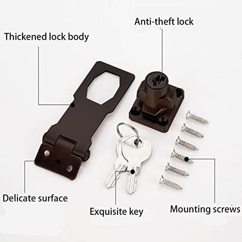 2 Packs Keyed Hasp Locks Twist Knob Keyed Locking Hasp for Small Doors, Cabinets and More,Stainless Steel Steel, Hasp Lock Catch Latch Safety Lock Door Lock with Keys (3inch, Bliack)