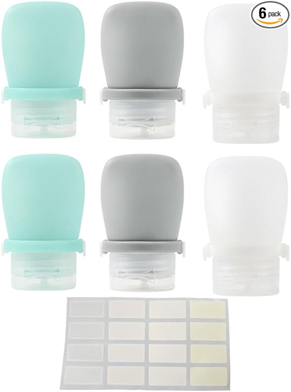 6Pcs 1oz Travel Bottles,Leakproof Silicone Squeeze Bottles for Toiletries,Shampoo and Lotion