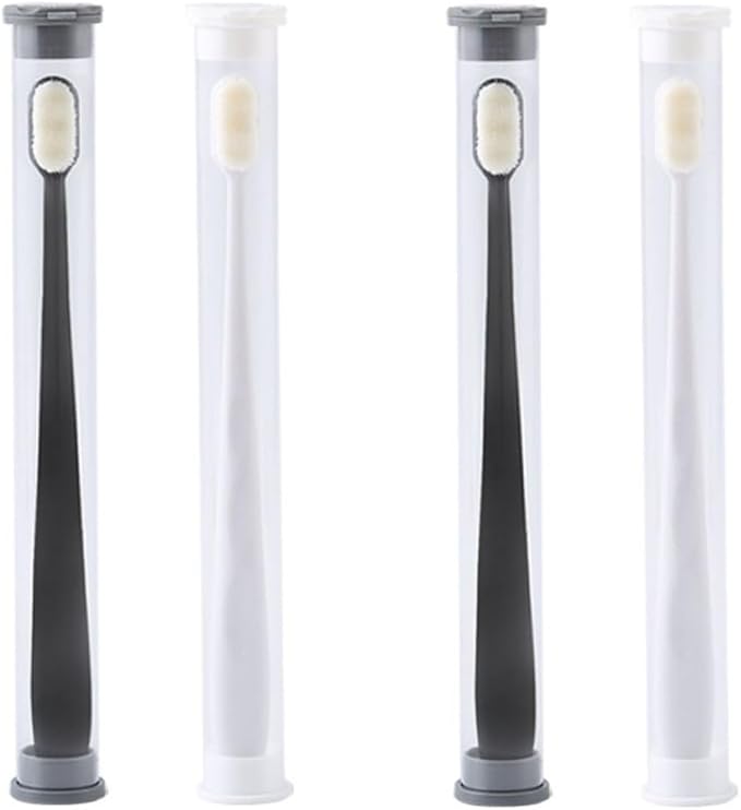 4PCS Soft Micro-Nano Toothbrushes for Adults with Ultra-fine Bristles Ergonomic Non-Slip Handle Deep Cleaning Tooth Enamel Protection Household Oral Care Black White