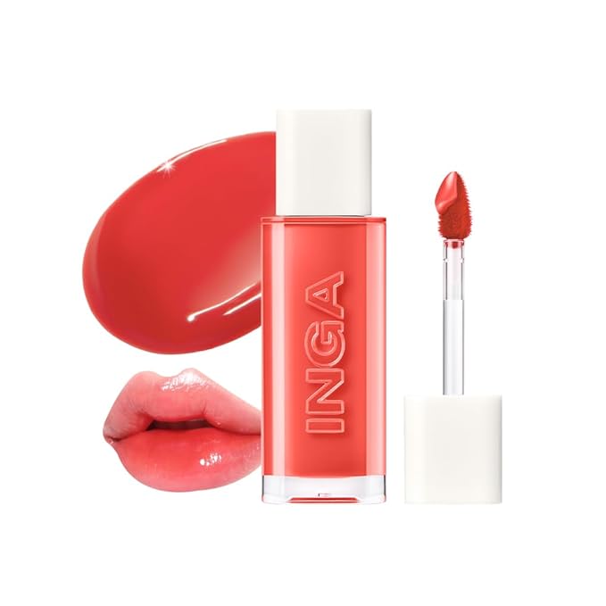 INGA Water Glow Lip Tint | Hydrating, Glossy Korean Lip Tint with Sheer Color & Glass-Like Shine | Long-Lasting, Non-Sticky Korean Lip Stain (CRUSH)