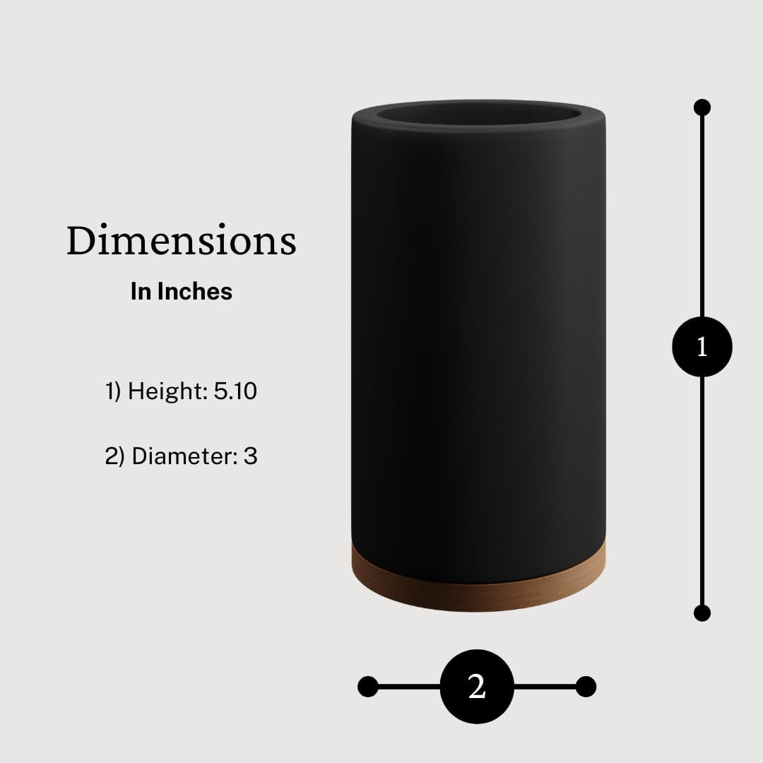 Matani Diatomite & Bamboo Toothbrush Holder - Quick-Drying, Water-Absorbent Stand with Removable Base & Drain Holes for Bathroom Countertop (Beige)