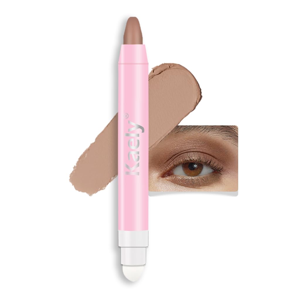 2-in-1 Cream Eyeshadow & Highlighter Stick, Waterproof Light Brown Matte Eye Shadow Pencil for Women, Long-Lasting Pigmented Makeup, sombras para ojos 25