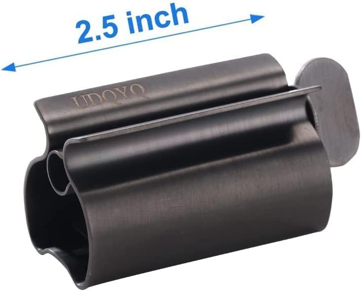 Toothpaste Squeezer - Metal Tube Squeezer Stainless Steel Tube Wringer UDQYQ Toothpaste seat Holder Stand (Matte Black)