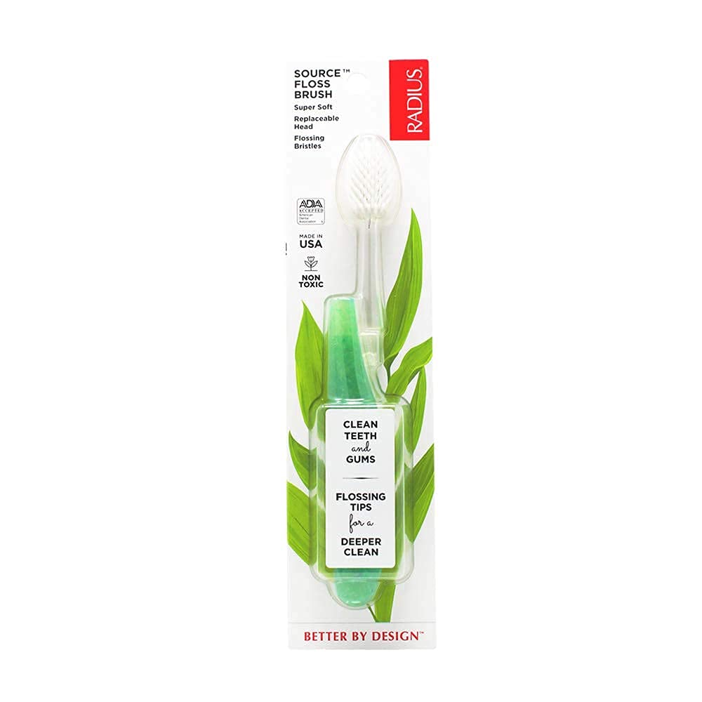 RADIUS Source Toothbrush with Replaceable Brush Head ADA Accepted Improve Gum Health & Reduce Issues - Super Soft - Soda Pop Eco-Grind - Pack of 1