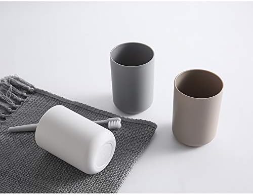 Toothbrush Holder Japanese Style Bathroom Accessories Toothpaste Holder Makeup Brush Cup, Razor Holder for Bathroom Vanity countertop 2pcs (Gray, Brown)