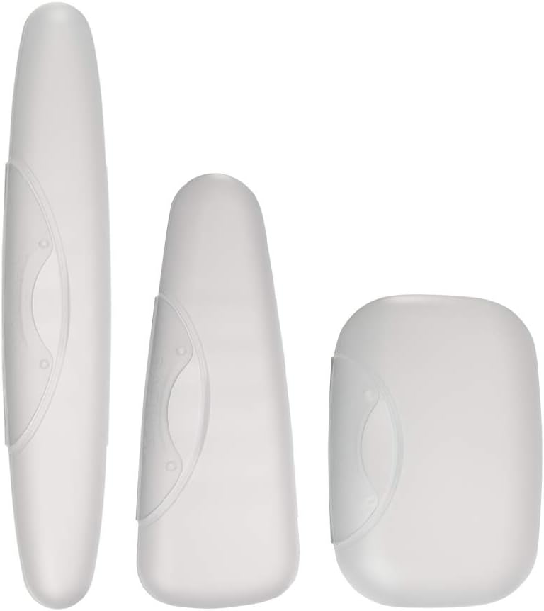 RADIUS Toothbrush Portable Travel Case Kit Standard Toothbrush Soap Razor Case Storage Box for Travel BPA Free 3 Count - Opaque White