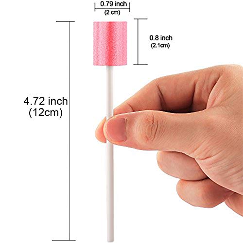 50 Disposable Oral Care Swabs, Sponge Dental Swabsticks Unflavored Sterile(Pink）
