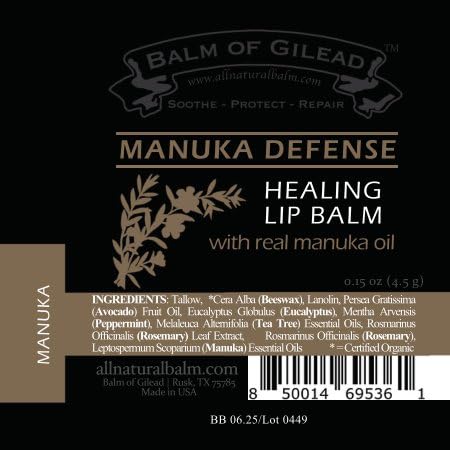 BALM OF GILEAD Manuka Eczema Honey Cream - Manuka Defense Healing Lip Balm, Intensive Moisture Therapy - Moisturizer for Sensitive Skin, Eczema, Psoriasis, Dermatitis