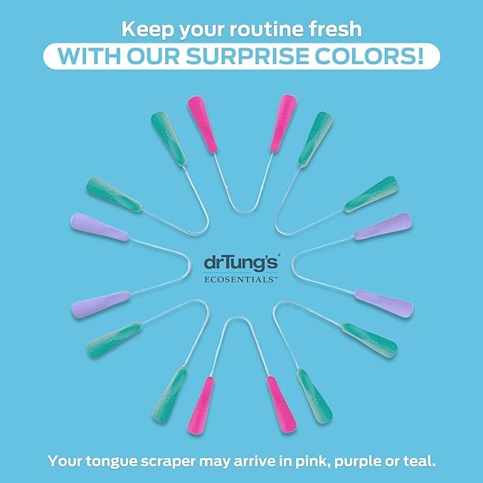 drTung's Stainless Tongue Scraper - Tongue Cleaner for Adults, Kids, Helps Freshens Breath, Easy to Use Comfort Grip Handle, Comes with Travel Case - Stainless Steel Tongue Scrapers (2 Count)