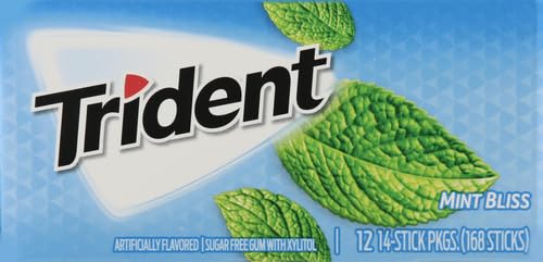 Trident Mint Bliss Sugar-Free Chewing Gum, 12 Packs of 14 Pieces (168 Total Pieces)