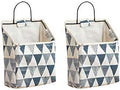 2 Pcs Wall-Hanging Storage Bags,Desktop Organizer Basket Cotton Linen Hanging Storage Basket for Kitchen,Bderoom,Living Room-Triangle