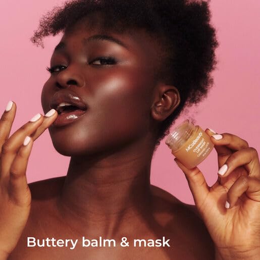 MCoBeauty - Double Duty Lip Mask - Contains Coconut Oil and Vitamin E Lip Balm for Day or Overnight Mask - Caramel Latte Scent - Skin Care and Makeup Accessories - Stocking Stuffers - 15g