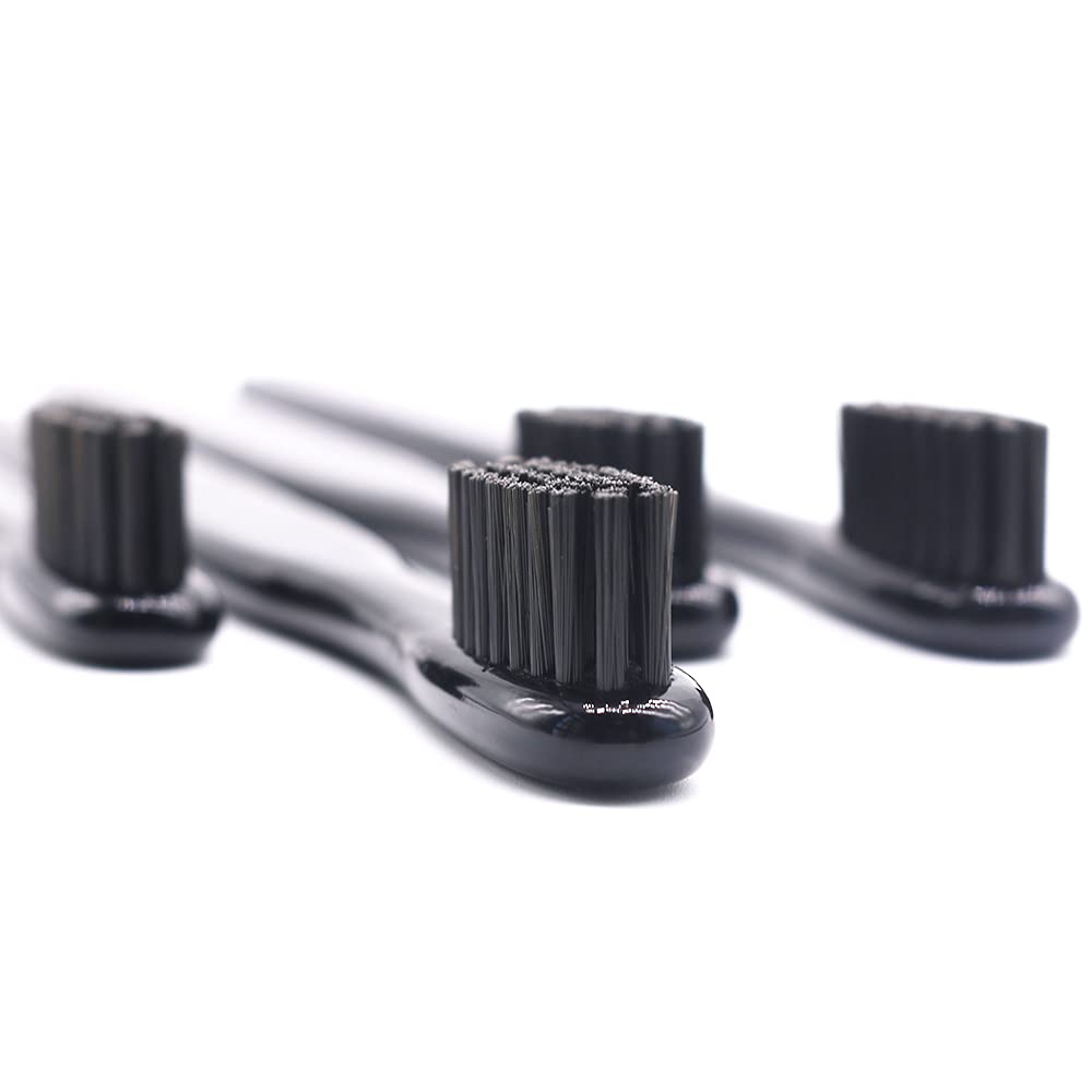 Bamboo Toothbrush Soft Bristles Manual Toothbrush Adult Toothbrush Pack of 4 Painted Black