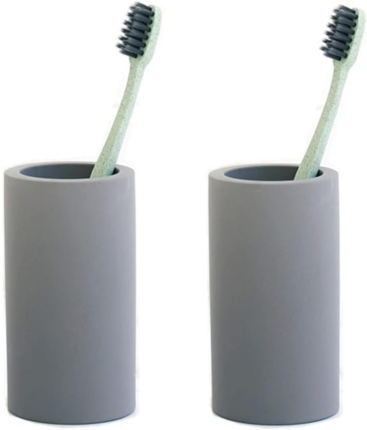 2 Pack Toothbrush Holder Cup for Bathroom Diatomite, Water Absorption Fast Drying Toothbrush Bathroom Accessories for Electric Toothbrush Toothpaste Razor Makeup Brush (Dark Grey)