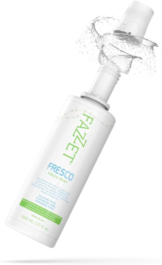 Fresco Halitosis Dry Mouth Oral Rinse – Soothe Tonsils, Combat Bad Breath – Alcohol, Gluten, and Paraben Free Mouthwash – Fresh Mint Flavor