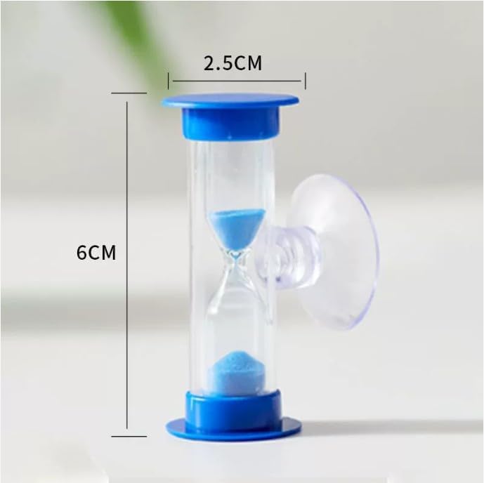 2Pcs Blue Toothbrush Timer for 2mins Sand Clock Timer 2 Minute Sand Timer, Plastic Suction Cup Hourglass Sandglass Desktop Ornament Party Favors