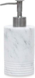 Marble Soap Dispenser with Stainless Steel Pump for Bathroom Kitchen Countertop - Lotion & Liquid Dispenser Soap Bottle White