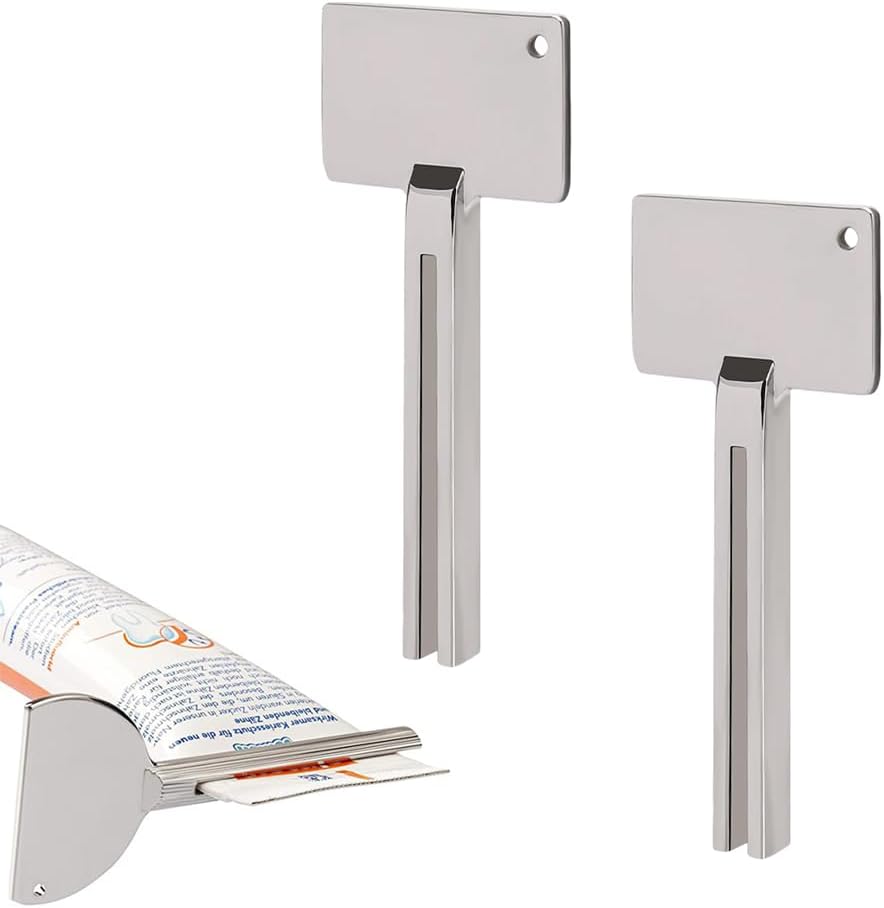 Toothpaste Squeezer, Metal Tube Squeezer Key Stainless Steel Toothpaste Roller Tube Wringer for Paint, Cream, Cosmetic and Hair Dye (C*2 PCS)